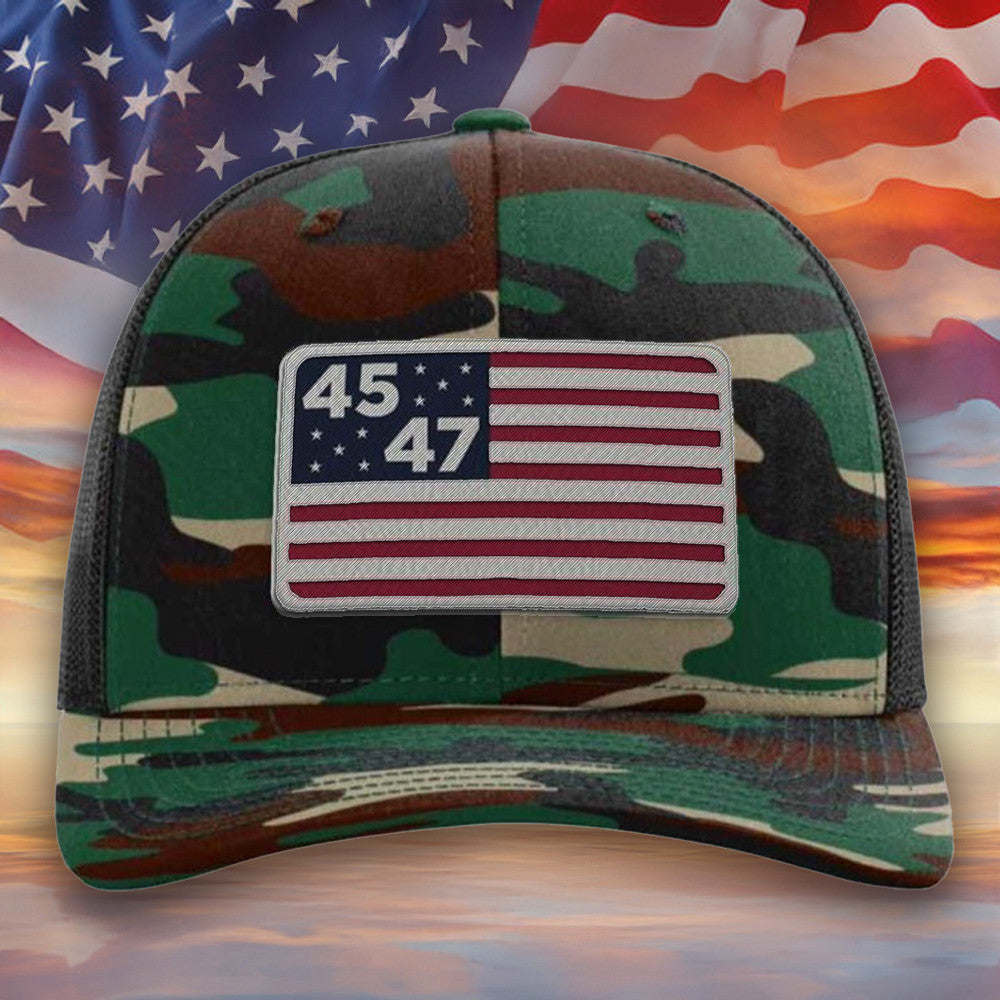 45th And 47th President Camo Flag Hat Donald Trump 2025 Hat Gifts For Father