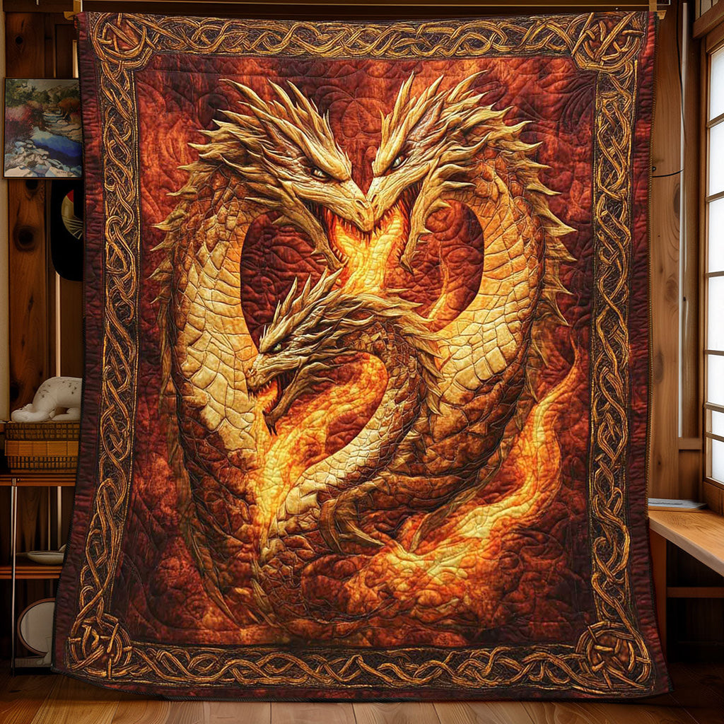 3 Head Fire Dragon Quilt Blanket Dragonfly Gift Ideas